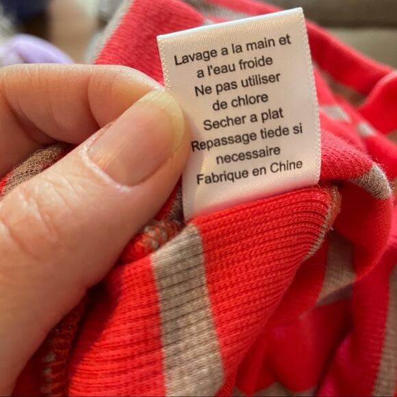 Bordeaux Orange Striped Pullover Sweater Womens XS Y2K Blouse Casual Cozy - Picture 5 of 7